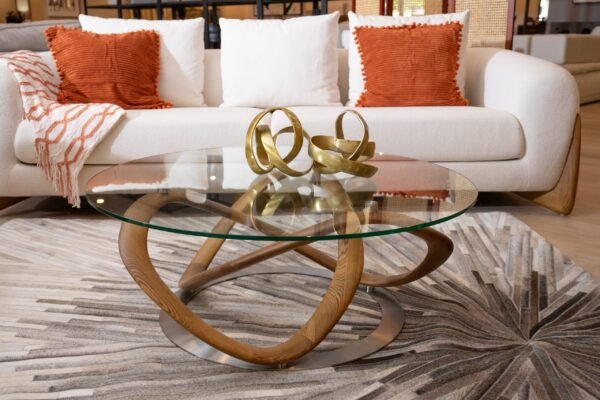 Modrest Michele - Modern Glass + Walnut Coffee Table - Image 4