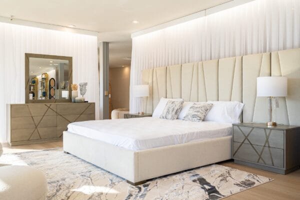 Modrest Nixa - Modern Beige Velvet + Brushed Bronze Bed-queen - Image 5