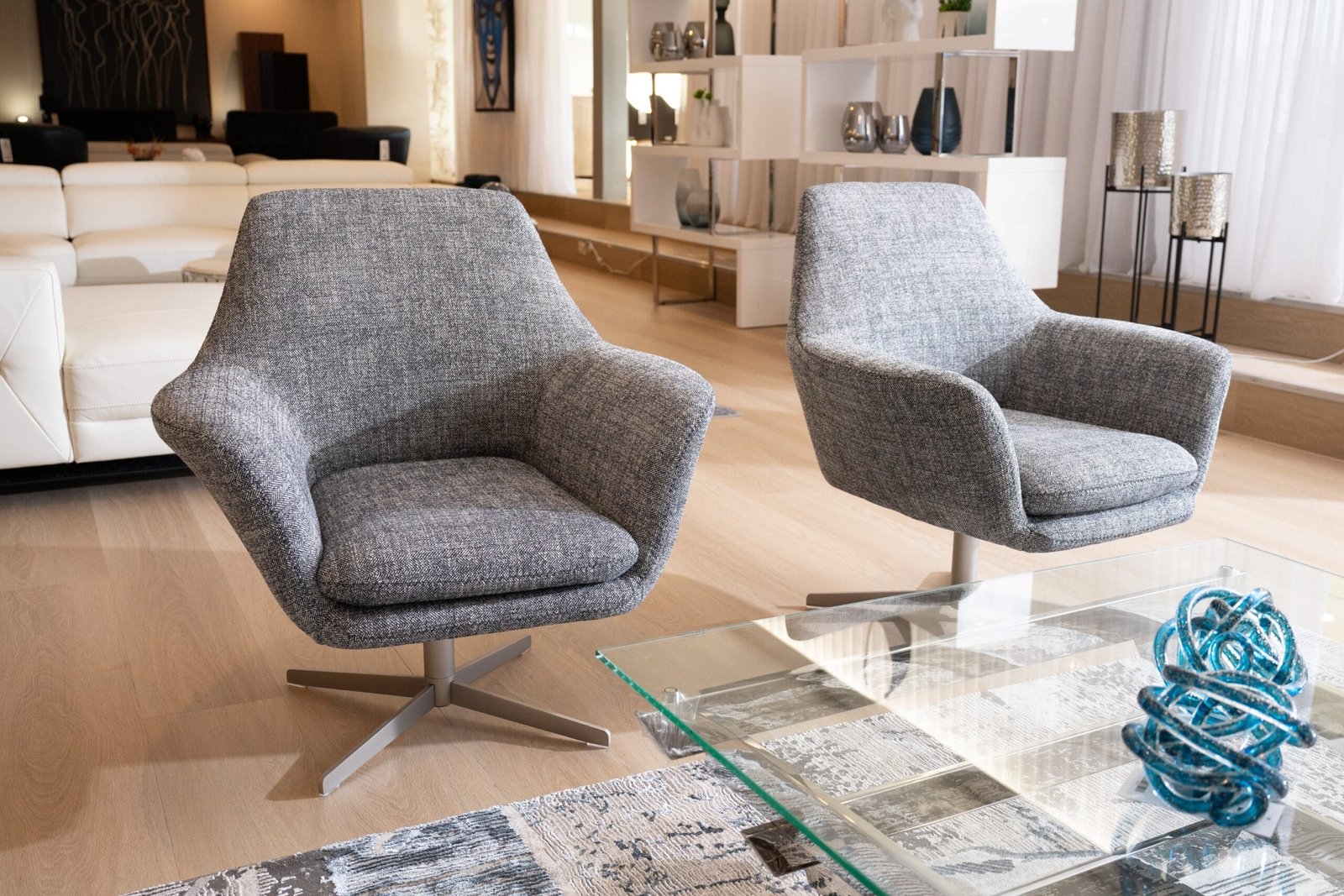 Divani Casa Elvin - Modern Dark Grey Fabric Swivel Lounge Chair 5 Divani Casa Elvin - Modern Dark Grey Fabric Swivel Lounge Chair - Image 5