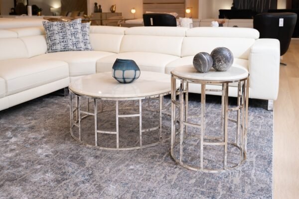 Modrest Silvan Modern Marble & Stainless Steel Coffee Table - Image 3