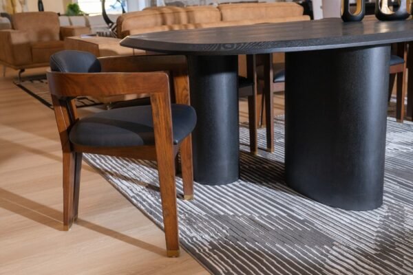 Modrest Belton - Modern Black Vegan Leather + Brown Oak Dining Chair - Image 5