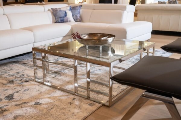 Modrest Stephen - Modern Glass & Stainless Steel Coffee Table - Image 5