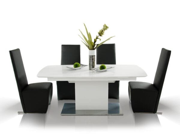 A&X Centro Modern White Crocodile Dining Table - Image 4