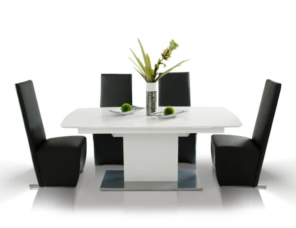 A&X Centro Modern White Crocodile Dining Table - Image 4