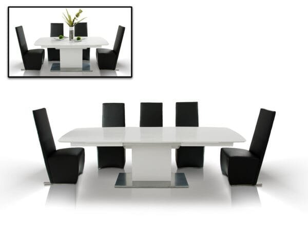 A&X Centro Modern White Crocodile Dining Table - Image 2