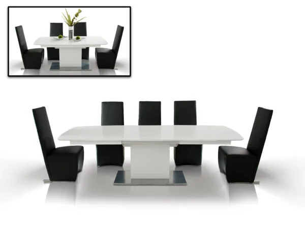 A&X Centro Modern White Crocodile Dining Table - Image 2