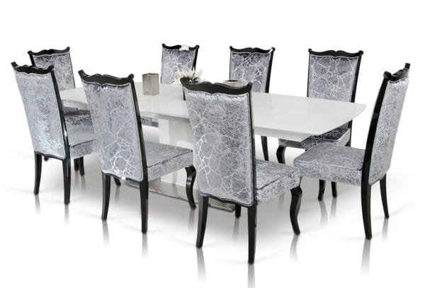 A&X Centro Modern White Crocodile Dining Table - Image 3