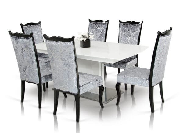 A&X Centro Modern White Crocodile Dining Table - Image 5