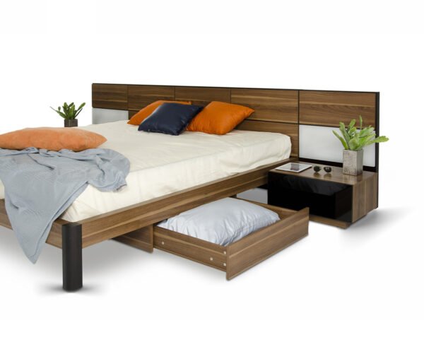 Queen Rondo Modern Platform Bed w/ Nightstands Storage And Lights - Image 5