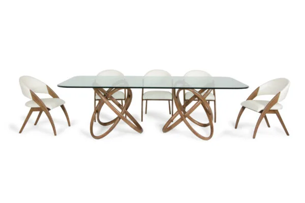 Modrest Mason Modern Glass & Walnut Dining Table - Image 2