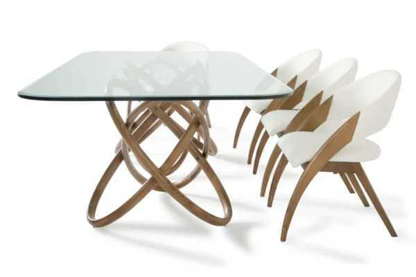 Modrest Mason Modern Glass & Walnut Dining Table - Image 3