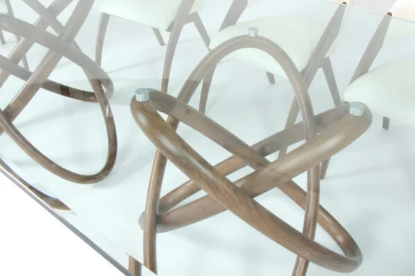 Modrest Mason Modern Glass & Walnut Dining Table - Image 4