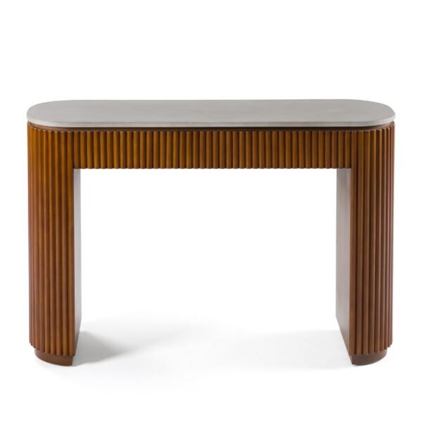 Modrest Duncan - Modern Faux Concrete + Walnut Console Table - Image 2