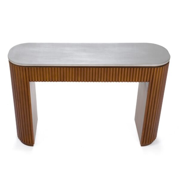 Modrest Duncan - Modern Faux Concrete + Walnut Console Table - Image 3