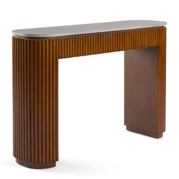 Modrest Duncan - Modern Faux Concrete + Walnut Console Table