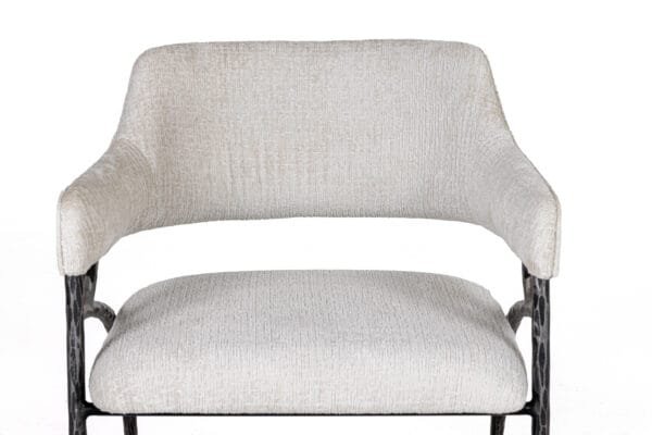 Modrest Ector - Modern Off-White Fabric + Forged Metal Accent Chair - Image 3