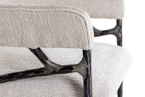 Modrest Ector - Modern Off-White Fabric + Forged Metal Accent Chair - Image 4
