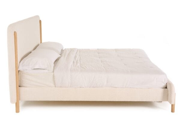 Modrest Electra - Modern Ivory Fabric + Rubberwood Bed - Image 3
