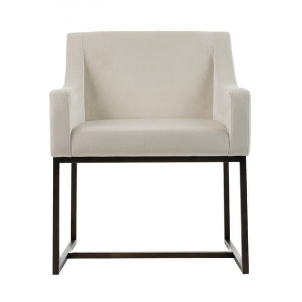 Modrest Elijah - Modern Beige & Copper Antique Brass Dining Chair - Image 2