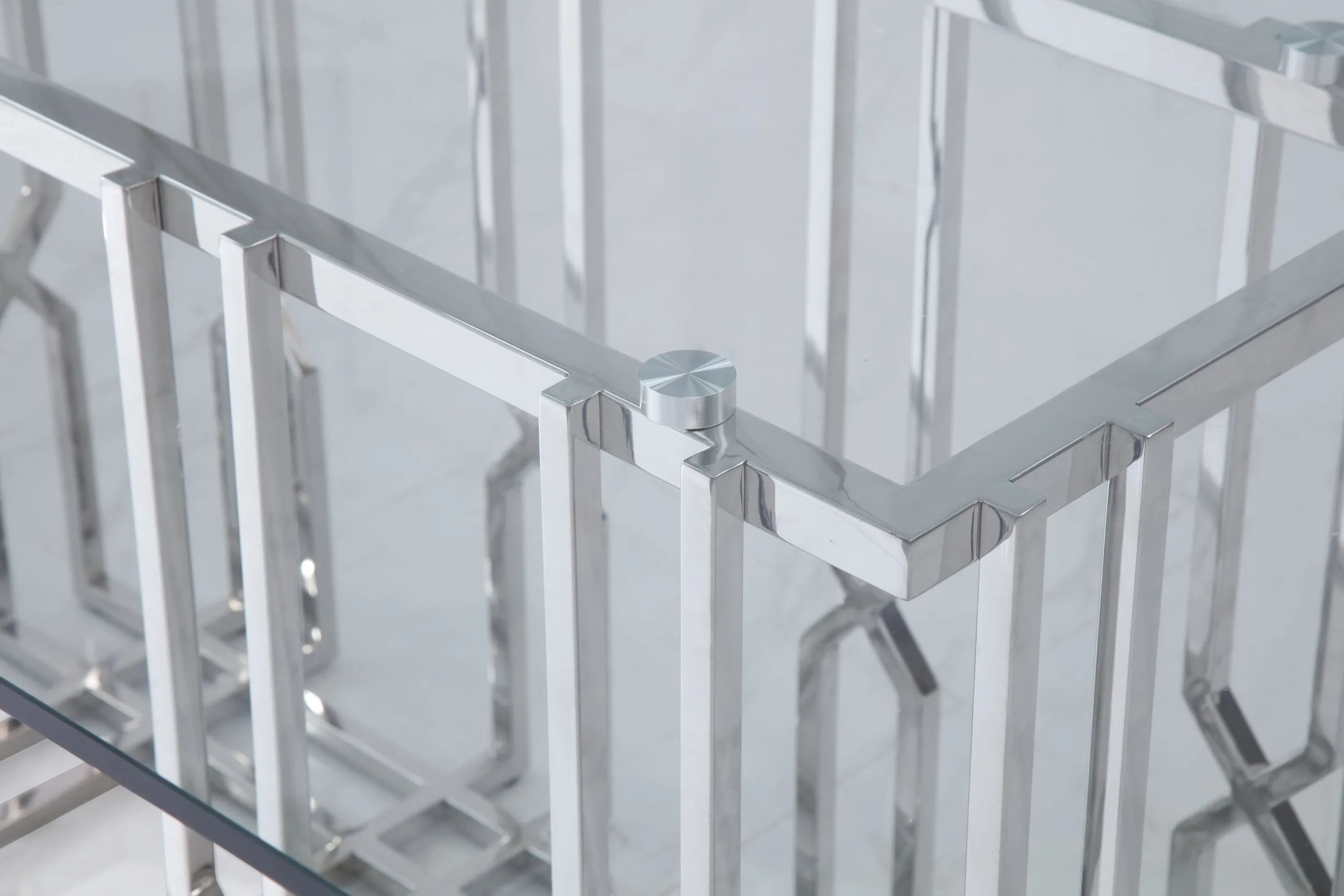 Modrest Ericson - Modern Glass & Stainless Steel Dining Table - Image 3