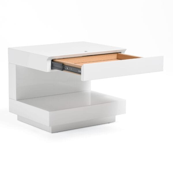 Modrest Esso Modern White Glossy Nightstand - Image 2