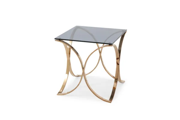 Modrest Reklaw Modern Smoked Glass & Rosegold End Table - Image 2