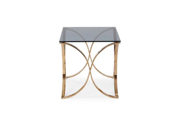 Modrest Reklaw Modern Smoked Glass & Rosegold End Table