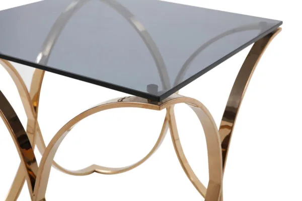 Modrest Reklaw Modern Smoked Glass & Rosegold End Table - Image 3