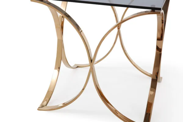 Modrest Reklaw Modern Smoked Glass & Rosegold End Table - Image 5