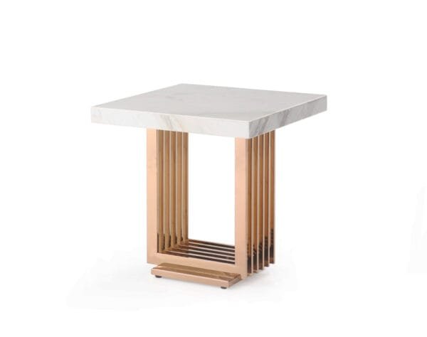 Modrest Kingsley Modern Marble & Rosegold End Table - Image 5