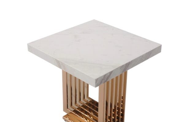 Modrest Kingsley Modern Marble & Rosegold End Table - Image 4
