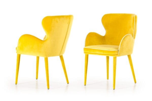 Modrest Tigard Mid-Century Yellow Fabric Dining Chair - Image 3