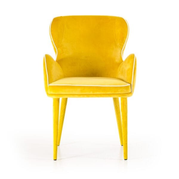 Modrest Tigard Mid-Century Yellow Fabric Dining Chair - Image 2