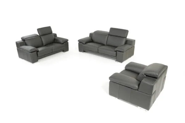 Lamod Italia Evergreen Modern Black Italian Leather Sofa Set - Image 3