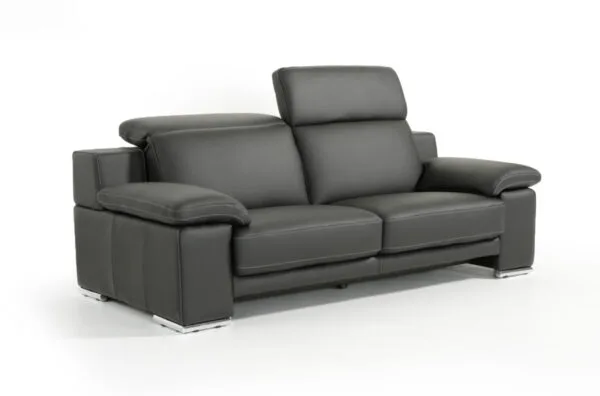 Lamod Italia Evergreen Modern Black Italian Leather Sofa Set - Image 5