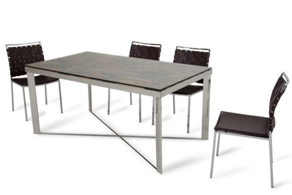 Modrest Santiago Modern Rectangular Wood Mosaic Dining Table - Image 2