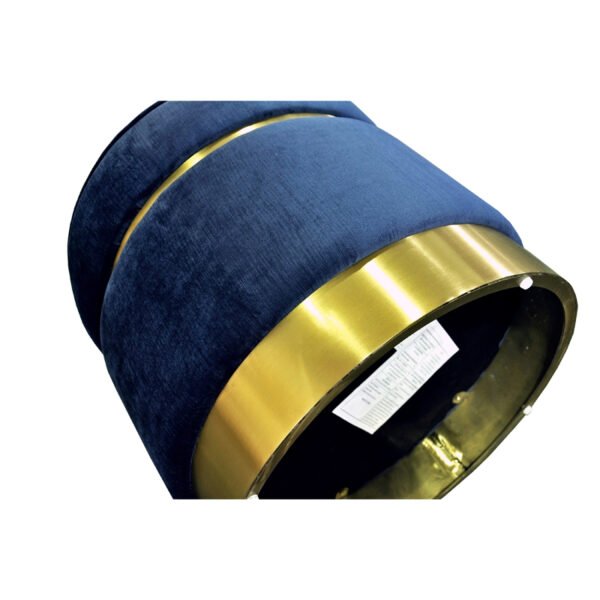 Divani Casa Tenaya Modern Blue Velvet & Gold Ottoman - Image 2