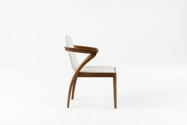 Modrest Falcon Mid-Century Walnut and Cream Dining Chair - Image 2