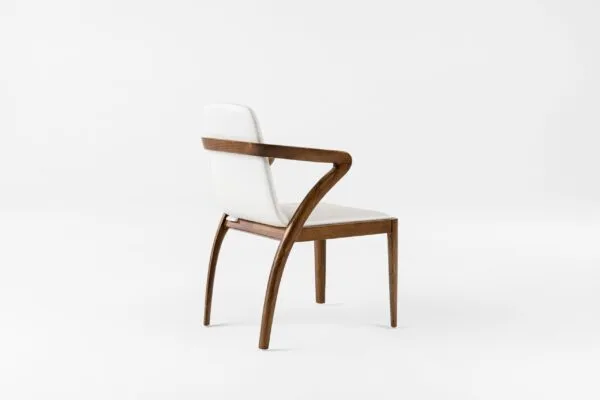 Modrest Falcon Mid-Century Walnut and Cream Dining Chair - Image 4