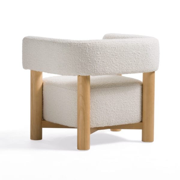 Modrest Fang - Modern White Fabric & Wood Accent Chair - Image 5