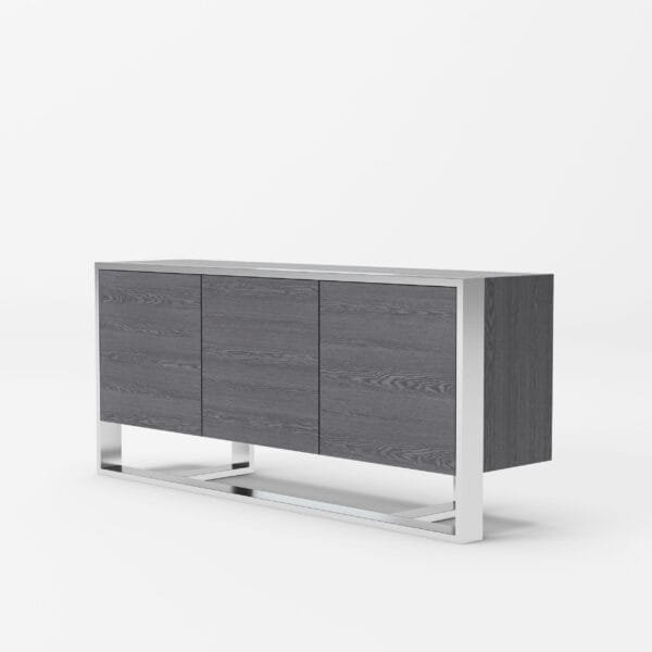 Modrest Fauna - Modern Elm Grey & Stainless Steel Buffet - Image 2