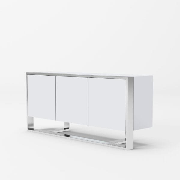 Modrest Fauna - Modern White High Gloss & Stainless Steel Buffet - Image 2