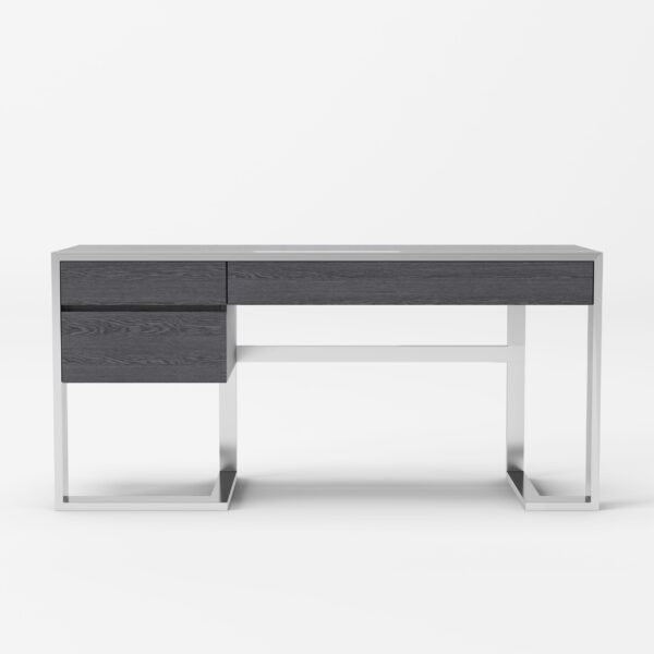 Modrest Fauna - Modern Elm Grey & Stainless Steel Desk - Image 2