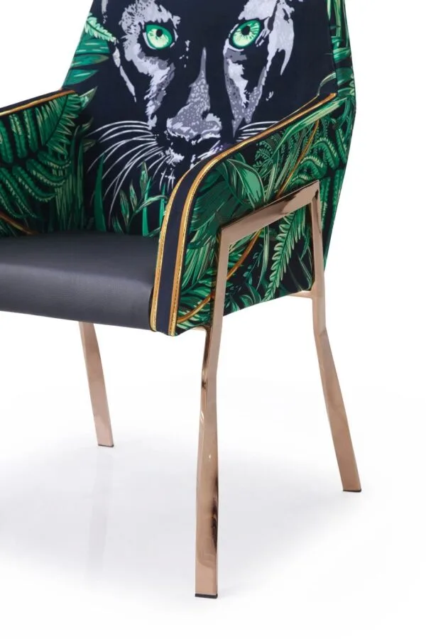 Modrest Fierce - Black & Rosgold Panther Dining Chair - Image 3