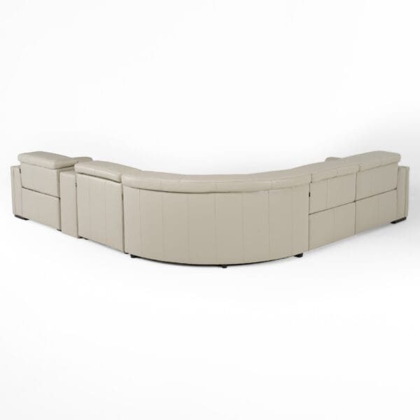 Modrest Frazier - Modern Light Grey Leather Sectional Sofa with 3 Recliners + Console - Image 4