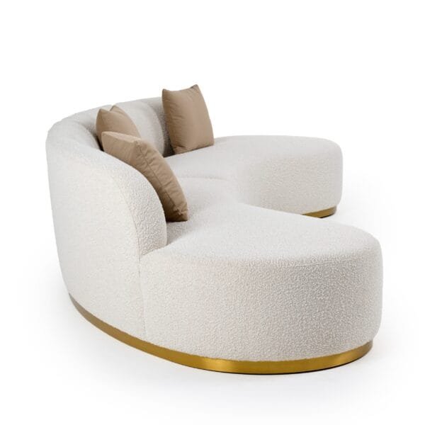 Divani Casa Frontier - Glam Beige Fabric Curved Sectional Sofa with Beige Pillows - Image 2