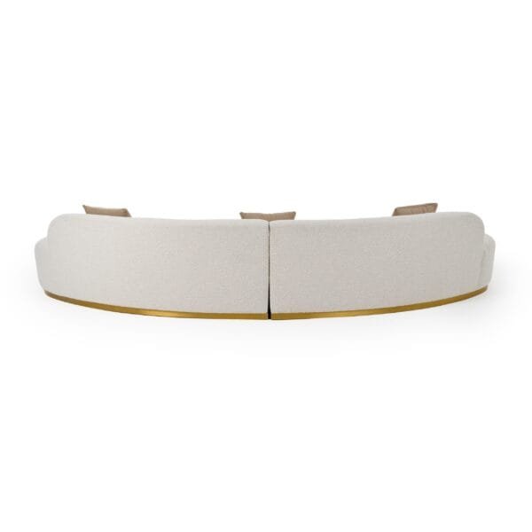 Divani Casa Frontier - Glam Beige Fabric Curved Sectional Sofa with Beige Pillows - Image 3