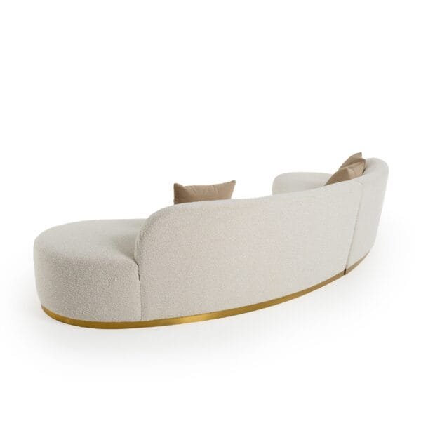 Divani Casa Frontier - Glam Beige Fabric Curved Sectional Sofa with Beige Pillows - Image 4