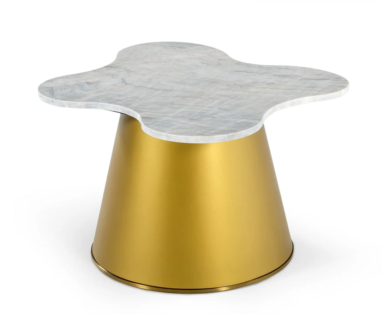 Modrest Gabbro - Glam White Marble and Gold End Table - Image 2