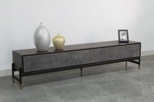 Modrest Gabrielle - Contemporary Acacia & Gold TV Stand